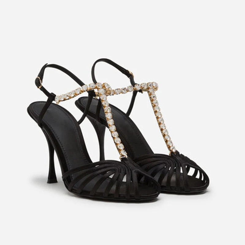 Women'S Fashion Jewellery - Catena di strass T-Strap Hollow Sandali